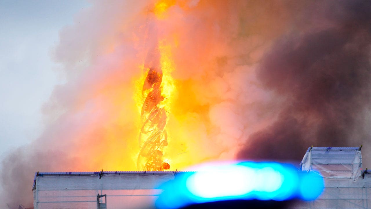 In Denmark, Fire destroys 17th-century Old Stock Exchange